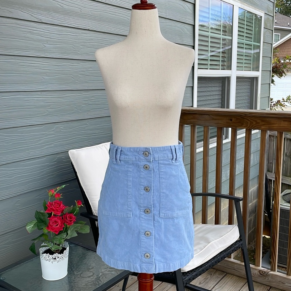 American Eagle Corduroy Button Down Skirt (Size: 0 Long)